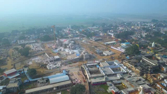 Aerial View of Ram Mandir Temple Construction in Ayodhya India
