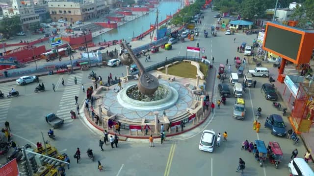 Aerial View of Lata Mangeshkar Chowk Monument in Ayodhya India