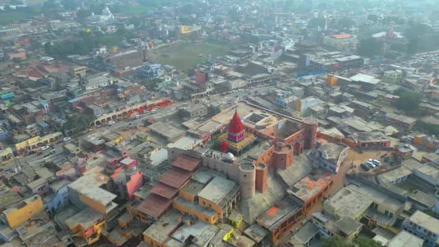 Aerial View of Hanuman Garhi Temple and Cityscape in Ayodhya