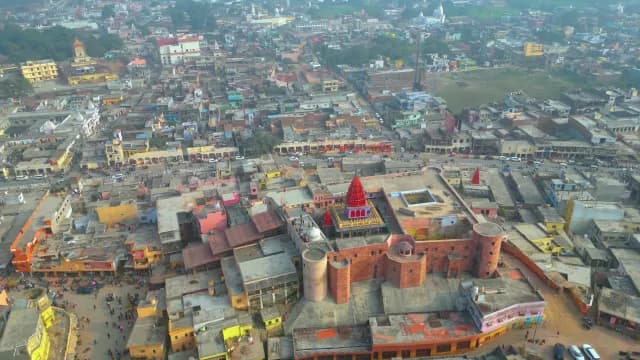 Aerial View of Temple in Ayodhya India
