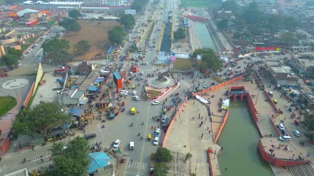 Aerial View of Busy Traffic at Lata Mangeshkar Chowk Ayodhya