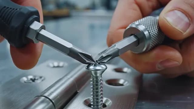 Close-Up of Screwdrivers and Hinge Screw