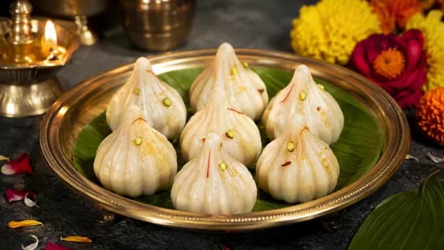 Traditional Modak Sweets Arranged on Plate for Ganesh Chaturthi