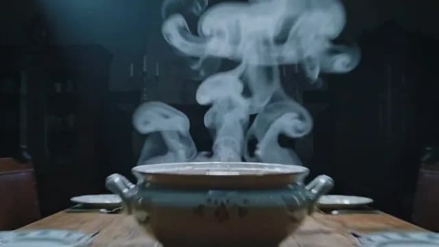 Steaming Hot Soup Tureen with Ethereal Ghostly Vapors