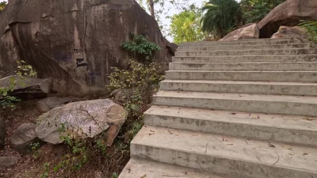 Stone Steps Leading Up a Rocky Hillside with Greenery at Mama Bhagne Pahar