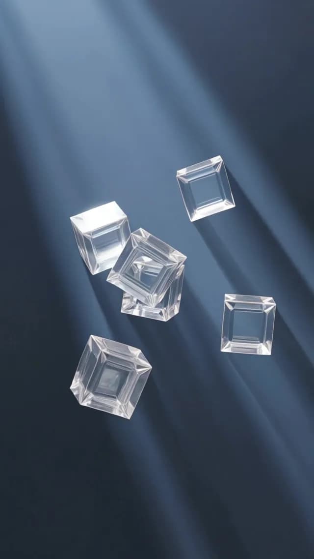 Minimalist Glass Cubes with Cinematic Light Beams