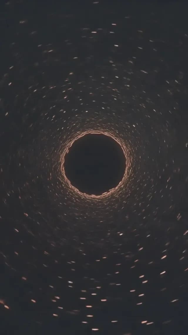 Abstract Cinematic Particle Vortex Tunnel in Deep Space Background