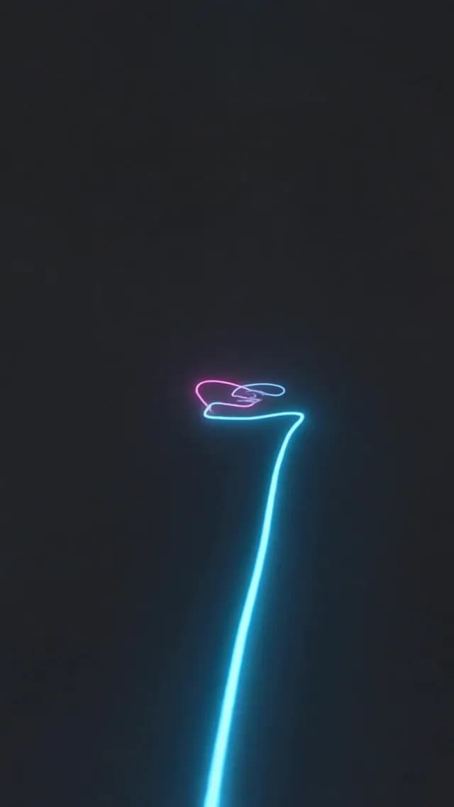 Abstract Neon Light Trails on Dark Vertical Background