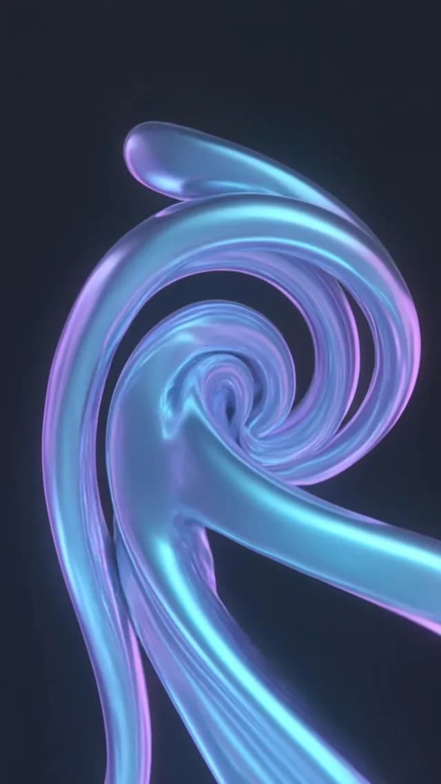 Abstract Holographic Spiral with Blue and Purple Iridescent 3D Motion