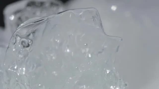 Macro Close-up of Glistening Clear Ice Cubes