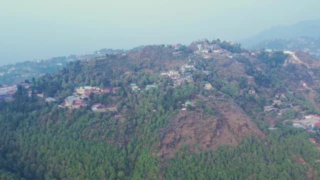 Aerial View of Mussoorie Hill Station in Himalayan Foothills