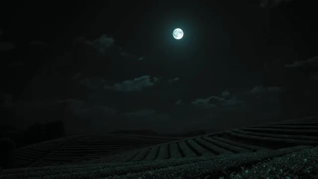 Full Moon Over Scenic Night Tea Plantation Terraces