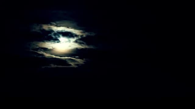 Full Moon Glowing Through Dramatic Night Clouds