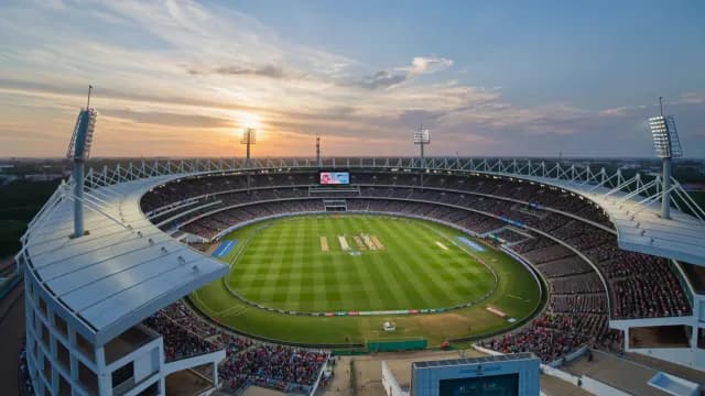 Aerial Sunset View of Cricket Stadium