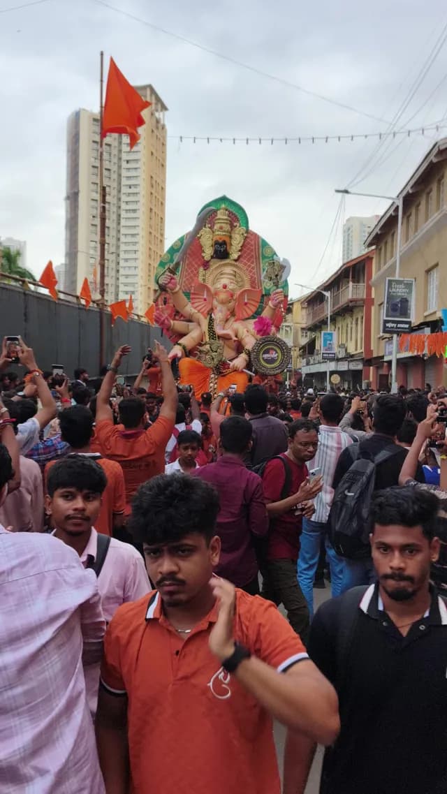 Ganesh Chaturthi Festival Procession with Large Ganesha Idol in Mumbai
