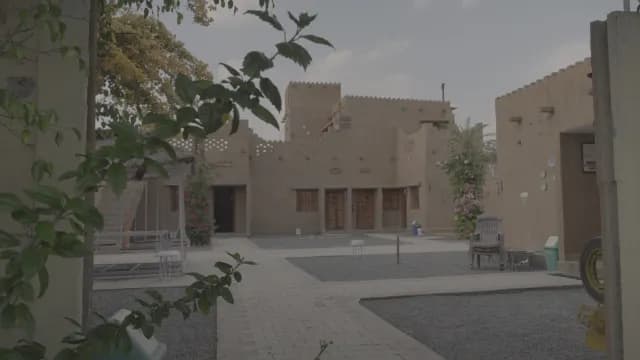 Traditional Arabic Heritage Village Courtyard with Mud Brick Architecture