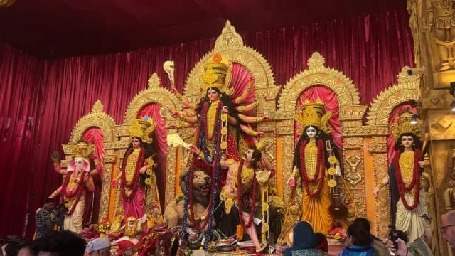 Ornate Goddess Durga Idol at Durga Puja Festival in India