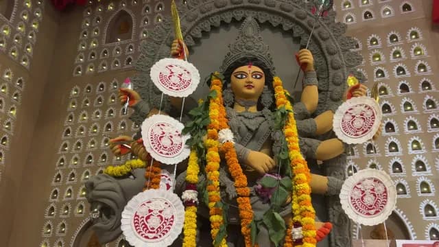 Goddess Durga Idol Decorated for Durga Puja Festival in Delhi