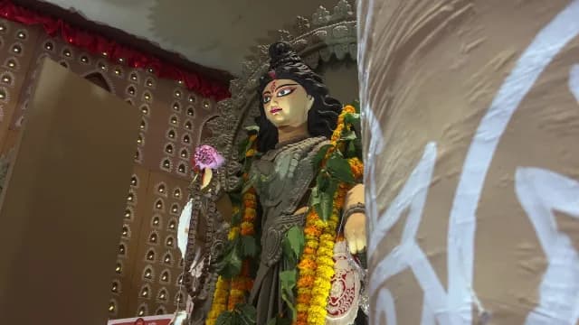 Intricate Statue of Hindu Goddess Durga During Traditional Festival Celebration