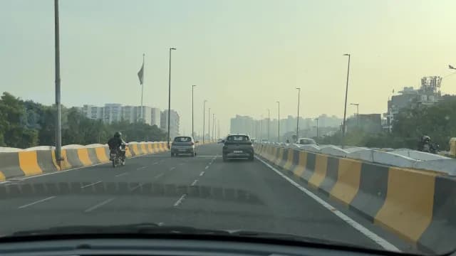 POV Driving on an Urban Flyover in  India