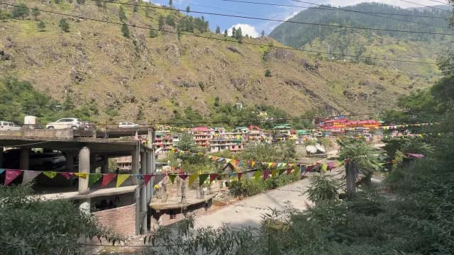 Scenic View of a Colorful Himalayan Village of Kasol, Himachal Pradesh with Prayer Flags